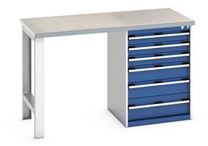 Bott Bench 1500x750x940mm with Lino Top and 6 Drawer Cabinet 940mm High Benches 41003493.11v Gentian Blue (RAL5010) 41003493.24v Crimson Red (RAL3004) 41003493.19v Dark Grey (RAL7016) 41003493.16v Light Grey (RAL7035) 41003493.RAL Bespoke colour £ extra